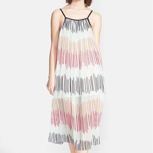 Alice + Olivia Zuri Square-Neck Pleated Midi Dress 100% silk size L